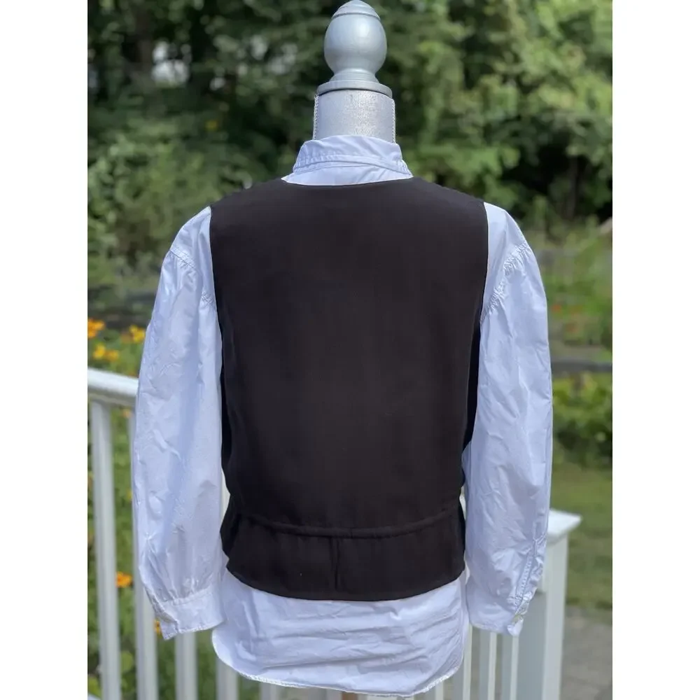 Vintage 90s Emanuel Ungaro Womens Brown Silk Button-Front Vest Luxury Staple, 12 - Picture 13 of 16